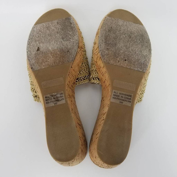 Karen Scott Womens Frankklyn Sandals Beige Cork Platform Heels Slip Ons 9 M - Picture 8 of 11